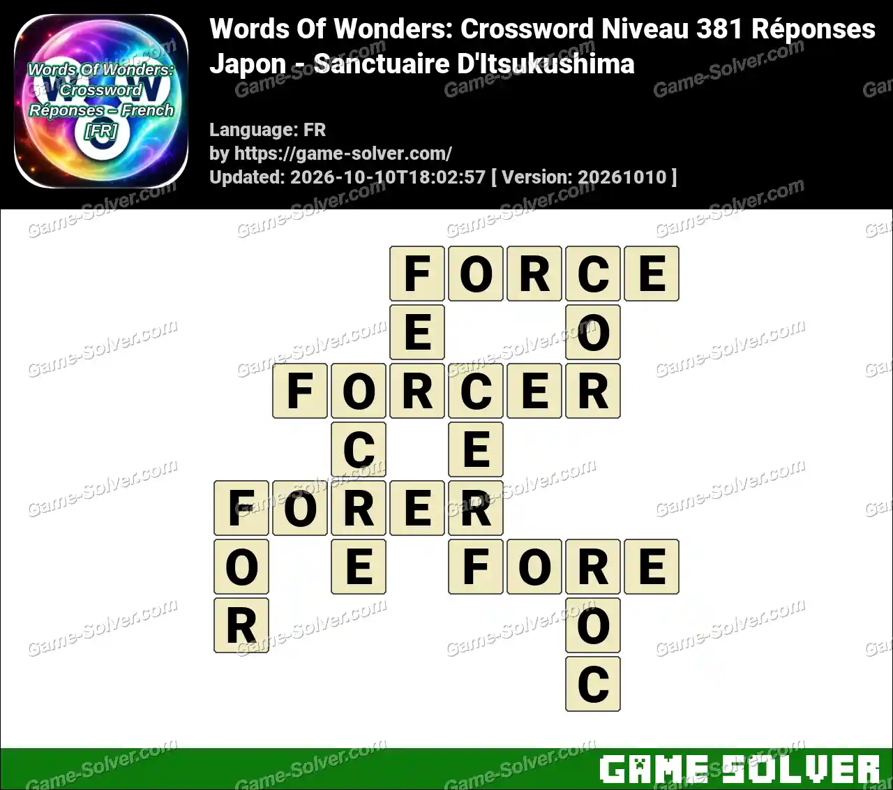 Words Of Wonders: Crossword Niveau 381 Réponses – Japon – Sanctuaire D’Itsukushima